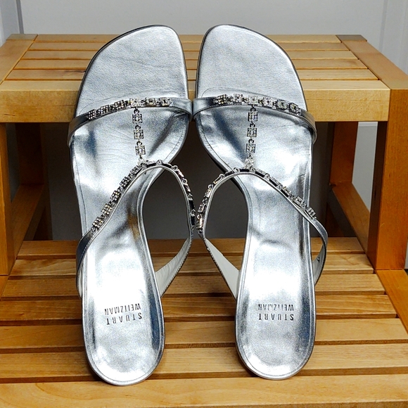 Stuart Weitzman Silver Party Sandals, Teeup, 11 M 🎉🥳 - Picture 4 of 10